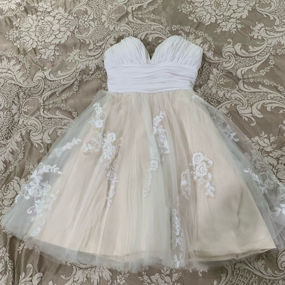 White/champagne homecoming dress